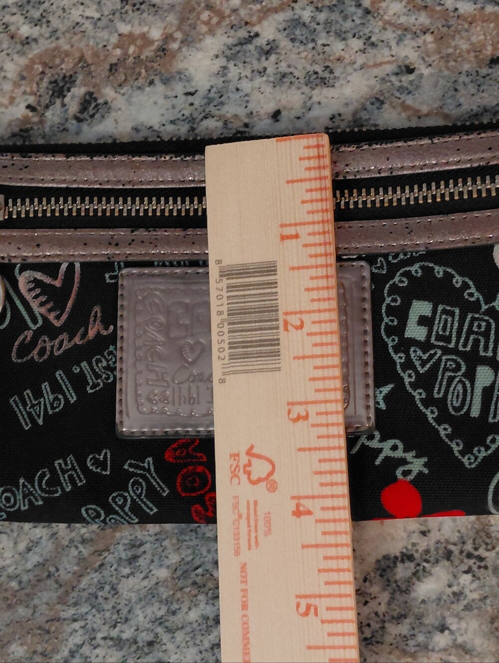 Coach Poppy Black & Red Wristlet Wallet W/Bronze Trim - Picture 4 of 9